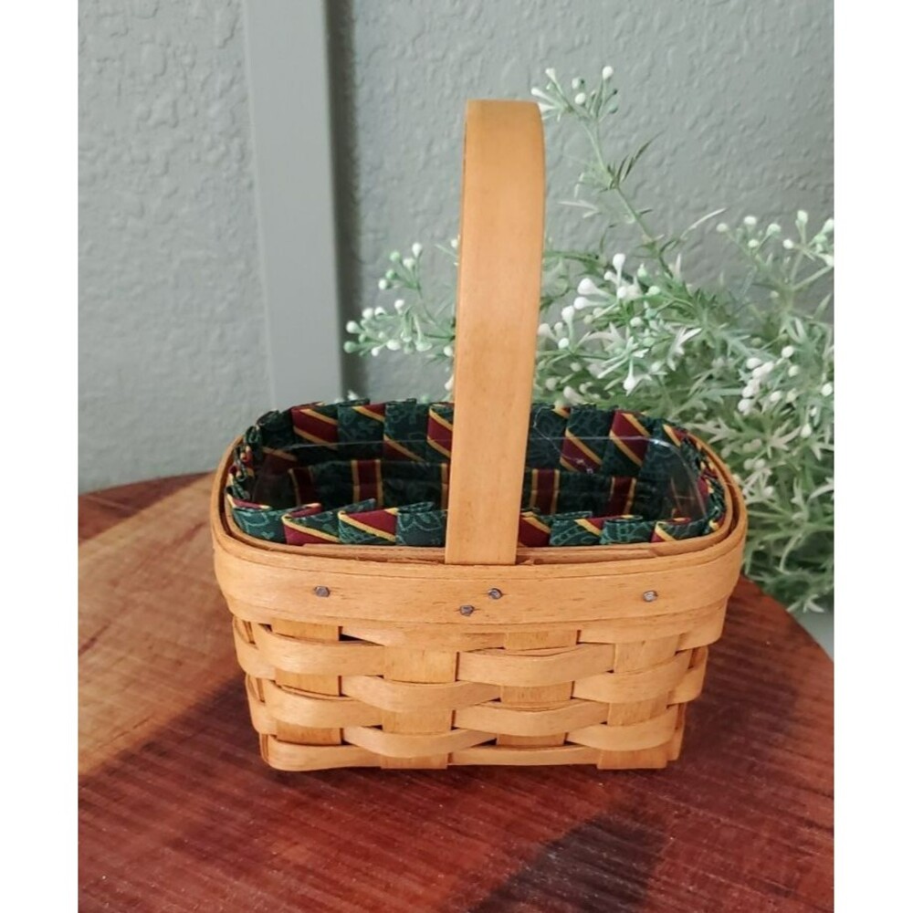 Longaberger 1995 American Cancer Society Basket Green Striped Liner Protector